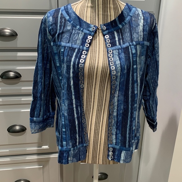 Choices Jackets & Blazers - Choices Open Weave Blue Jacket, Size S